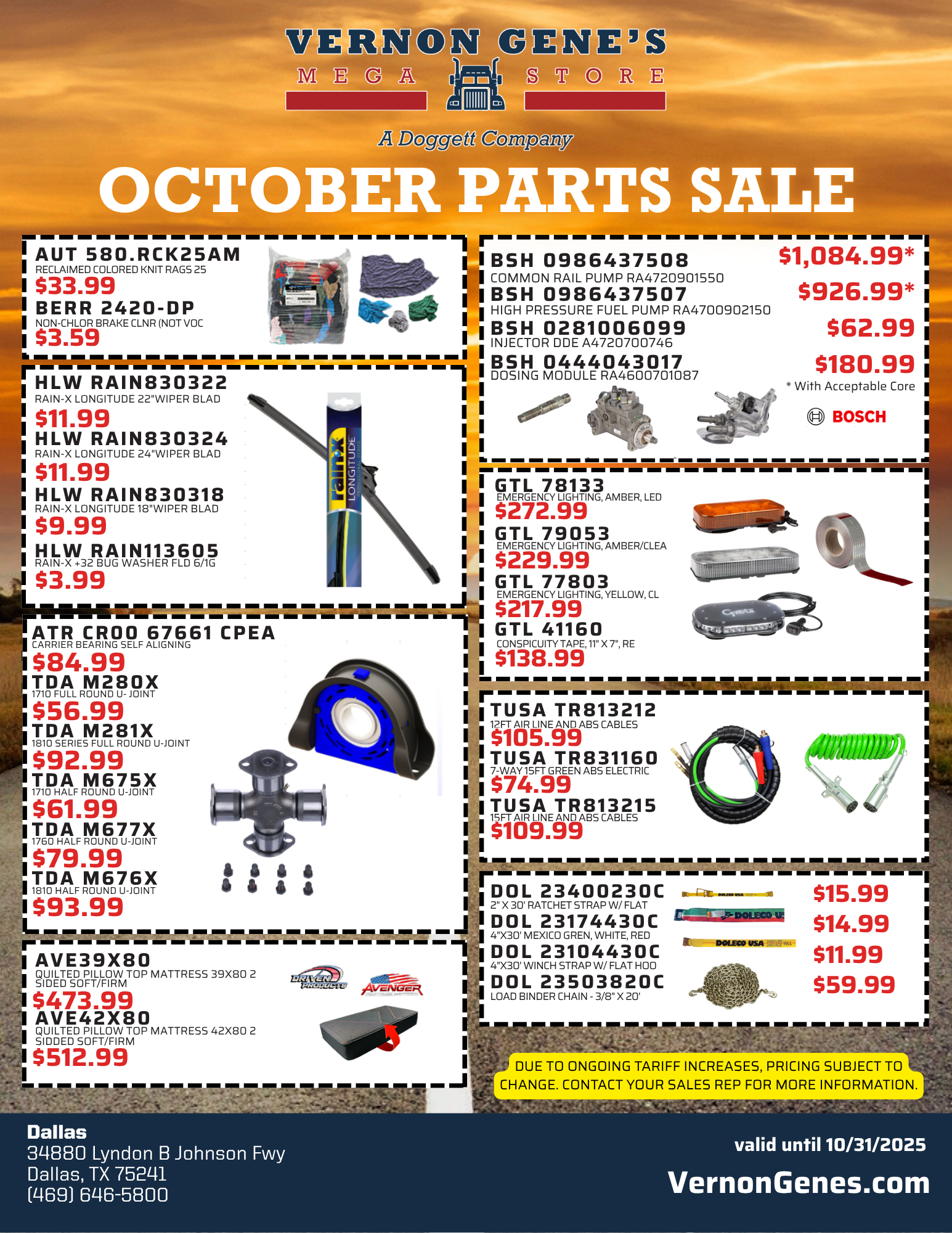 August Parts Sale
