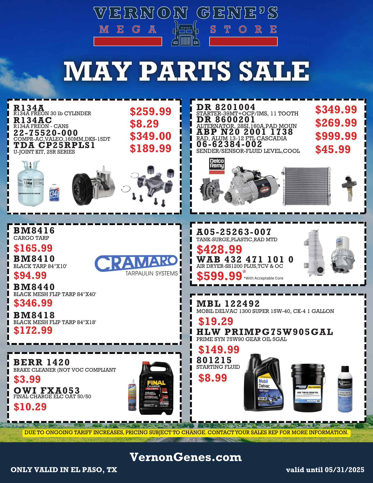 March Parts Sale