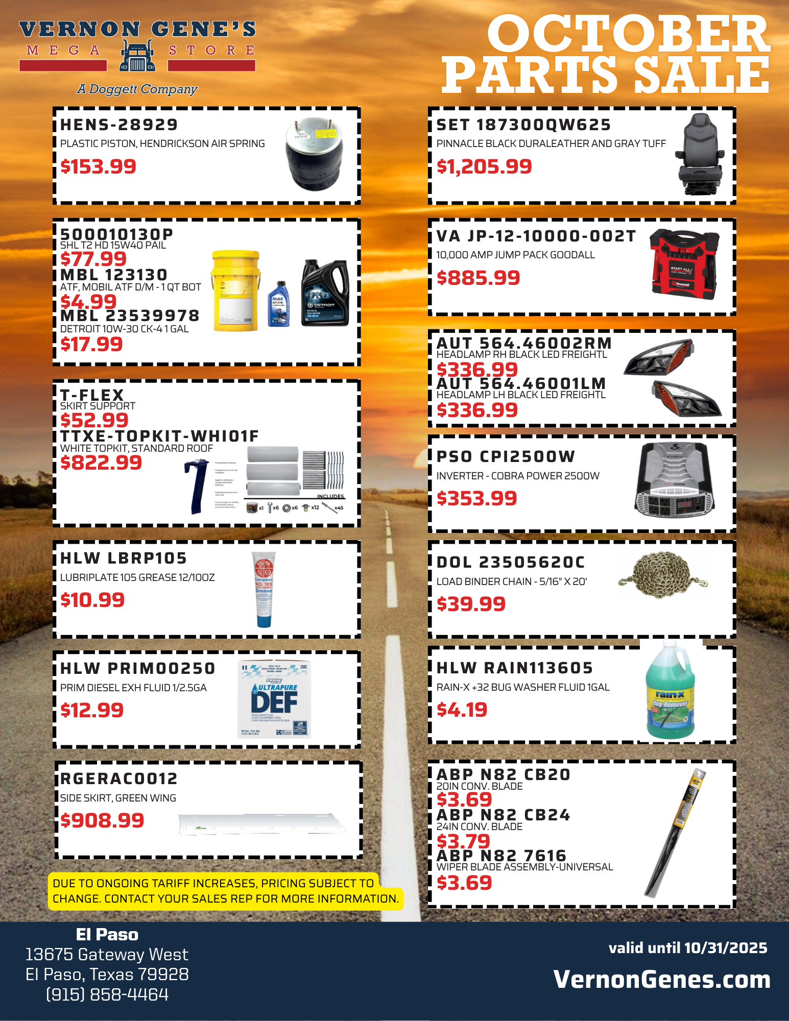 el paso parts specials