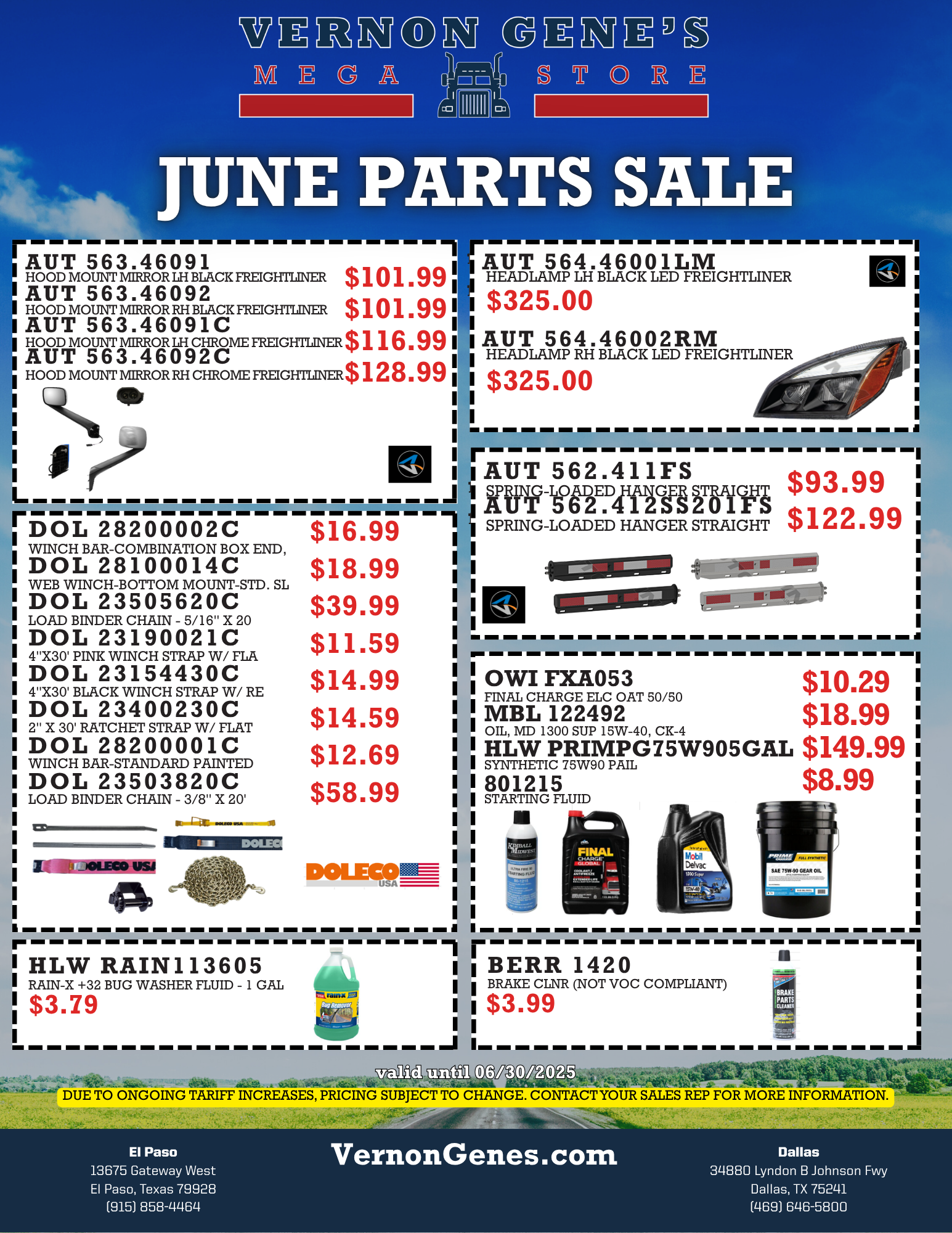 March Parts Sale